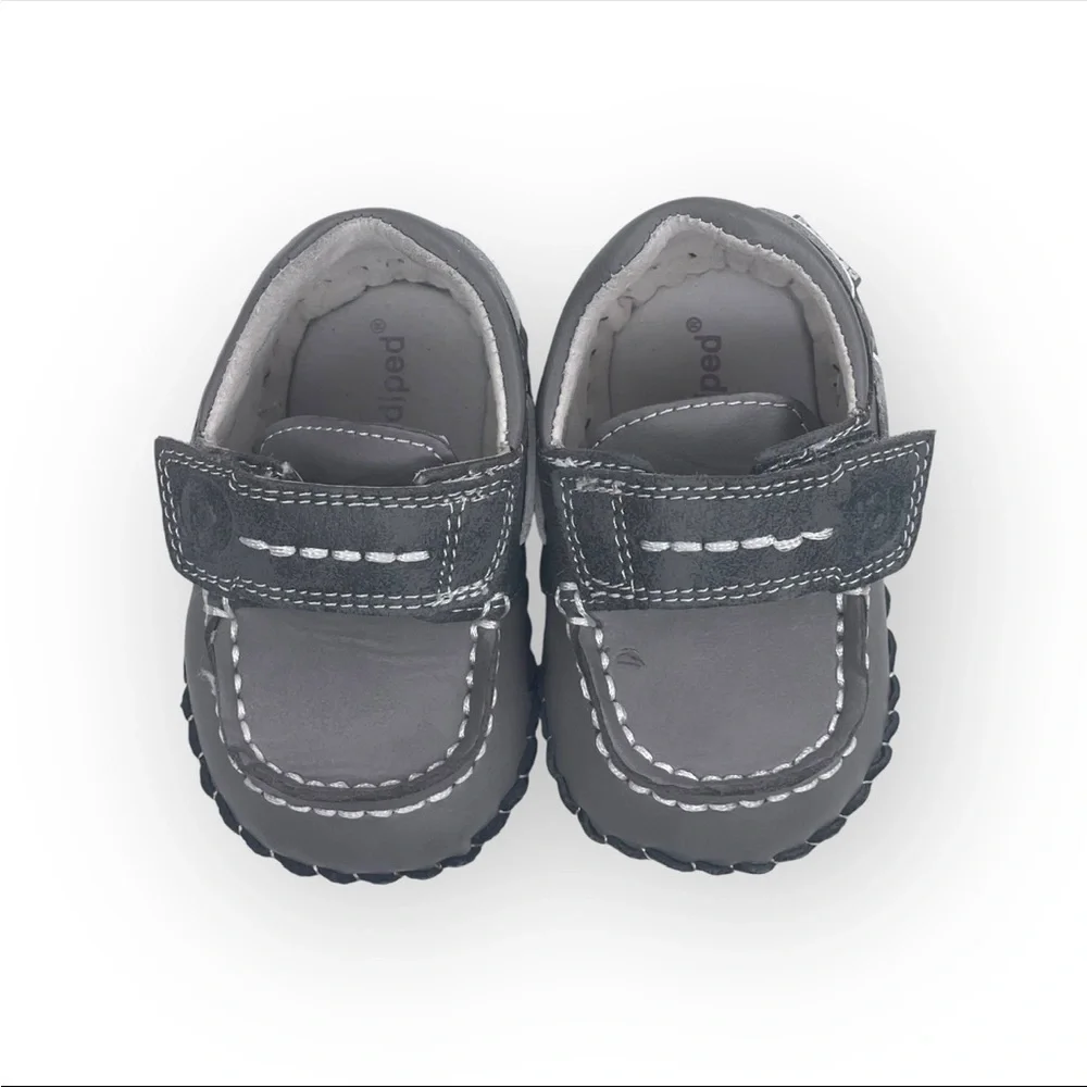 pediped ☀︎︎ Originals Norm Boat Baby Shoe ☀︎︎ Grey Leather Sole ☀︎︎ 0-6 Month